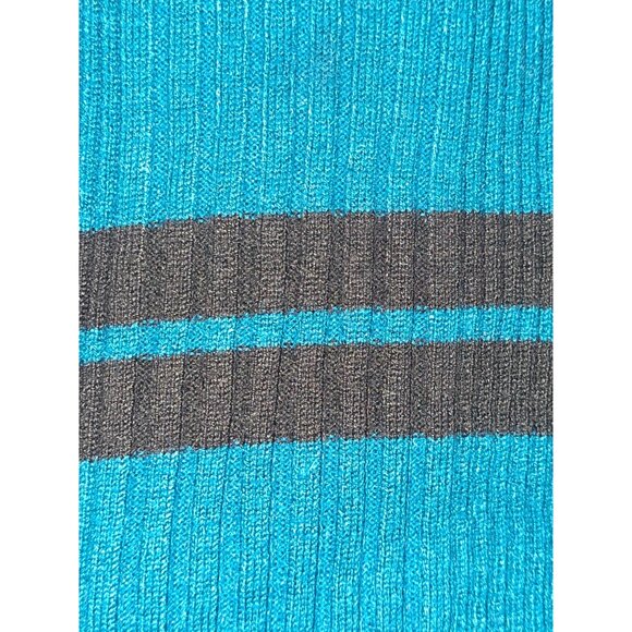 United States Sweaters XL V-Neck Pullover Turquoise Blue Black Striped Stretch - Picture 11 of 16